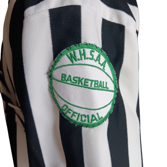 XL Vtg Wyoming Basketball Referee Shirt Striped 1980's Southern Athletic Patch - Picture 4 of 7